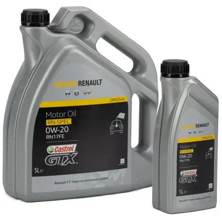 6 Liter ORIGINAL Renault Motor&ouml;l &Ouml;l CASTROL GTX RN-SPEC 0W20 RN17FE