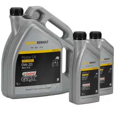 7 Liter ORIGINAL Renault Motor&ouml;l &Ouml;l CASTROL GTX RN-SPEC 0W20 RN17FE