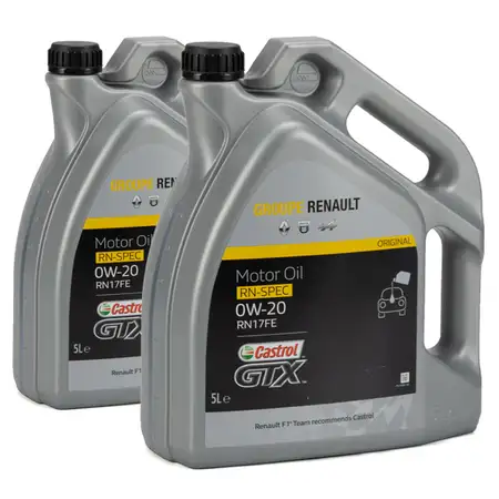 10 Liter ORIGINAL Renault Motor&ouml;l &Ouml;l CASTROL GTX RN-SPEC 0W20 RN17FE 7711943674