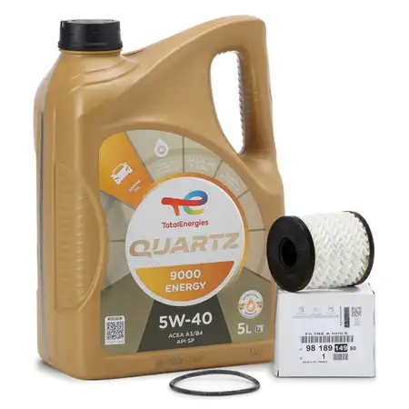 5L 5 Liter TOTAL QUARTZ 9000 ENERGY 5W-40 + ORIGINAL PSA &Ouml;lfilter 9818914980