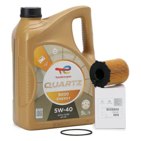 TOTAL QUARTZ 9000 ENERGY 5W-40 5 L + ORIGINAL Citroen Peugeot &Ouml;lfilter 1109.AY