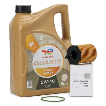 5L 5 Liter TOTAL QUARTZ 9000 ENERGY 5W-40 + ORIGINAL PSA &Ouml;lfilter 1610693780