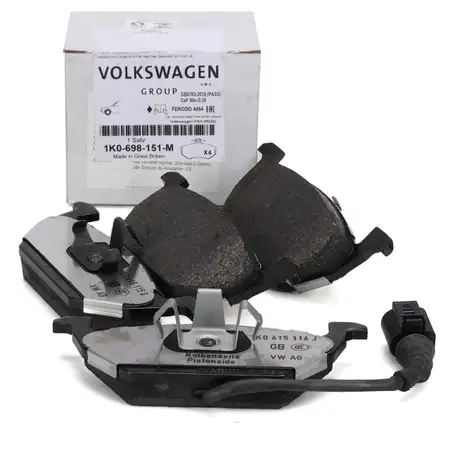 ORIGINAL VW Bremsbel&auml;ge + Sensor Golf 4 5 6 Polo 9N A3 8L 8P Leon Octavia vorne 1K0698151M