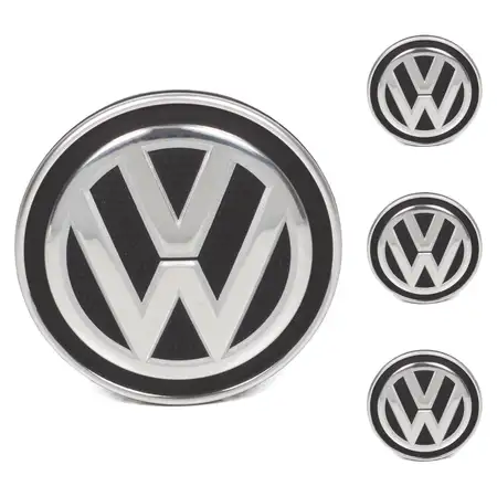 4x ORIGINAL VW Emblem Nabendeckel Felgendeckel &Oslash; 5,5cm Golf 7 Polo 6 T-Roc 6C0601171 XQI