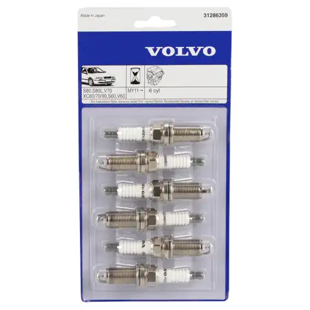 6x ORIGINAL Volvo Z&uuml;ndkerze V70 III V60 I XC60 I XC70 II XC90 I 6 Zyl. Benziner 31286359