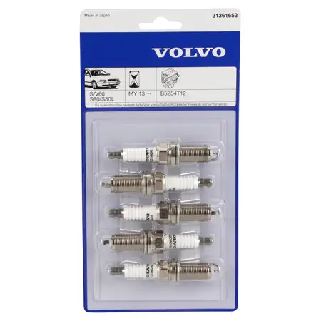 5x ORIGINAL Volvo Z&uuml;ndkerze V60 I XC60 I S60 II S80 II 5 Zyl. B5254 31361653