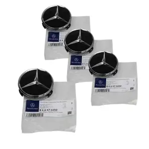 4x ORIGINAL Mercedes-Benz Nabendeckel Felgendeckel Ø 75 mm SCHWARZ 66470200