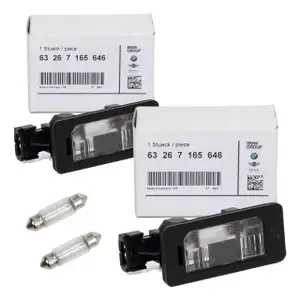 2x ORIGINAL BMW Kennzeichenleuchte + Glühlampe 3er E90 E91 E92 E46 E39 E60 E61 63267165646