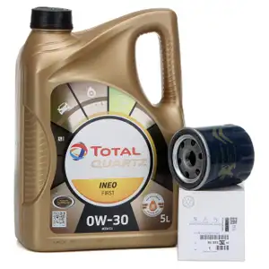 TOTAL QUARTZ INEO FIRST 0W-30 5 L + ORIGINAL Citroen Peugeot Ölfilter 9808867880