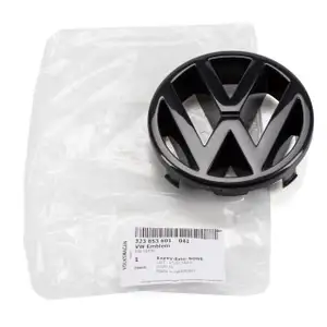 ORIGINAL VW Emblem Logo Symbol Kühlergrill Schwarz Ø 10cm Golf 2 3 T4 Vento 323853601 041