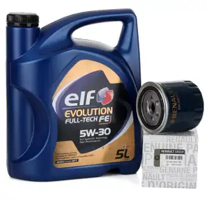 elf Evolution 5W-30 Motoröl 5 Liter + ORIGINAL Renault Ölfilter 8201059775