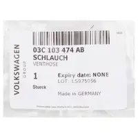 ORIGINAL VW Audi Seat Skoda Entlüftungsschlauch Kurbelgehäuse Golf 6 A1 1.4TSI 03C103474AB