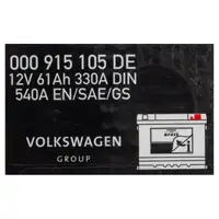 ORIGINAL VW Autobatterie Batterie Starterbatterie 12V 61Ah 300/540A 000915105DE