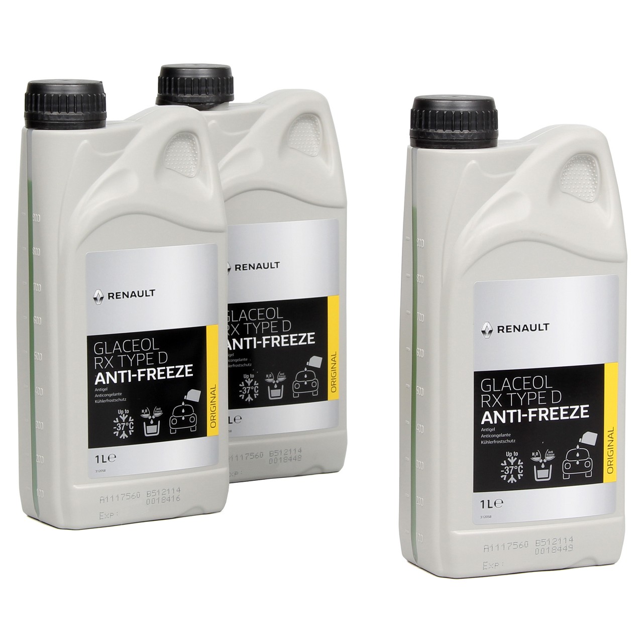 3x 1 Liter ORIGINAL Renault Frostschutz Kühlerfrostschutz Glaceol RX Type D GRÜN