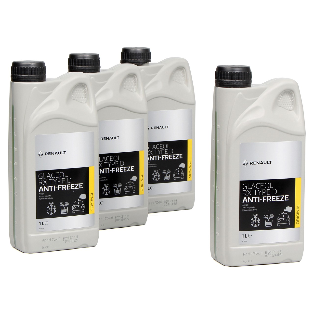 4x 1 Liter ORIGINAL Renault Frostschutz Kühlerfrostschutz Glaceol RX Type D GRÜN