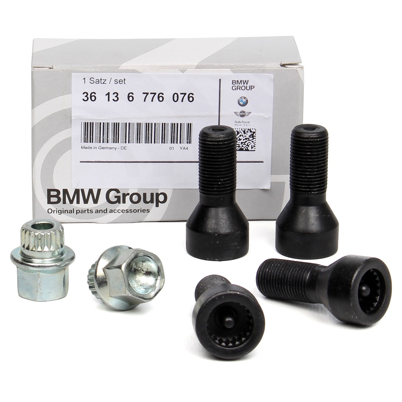 Original BMW Radsicherungsschrauben Felgenschlösser Set M14x1,25mm 36136776076