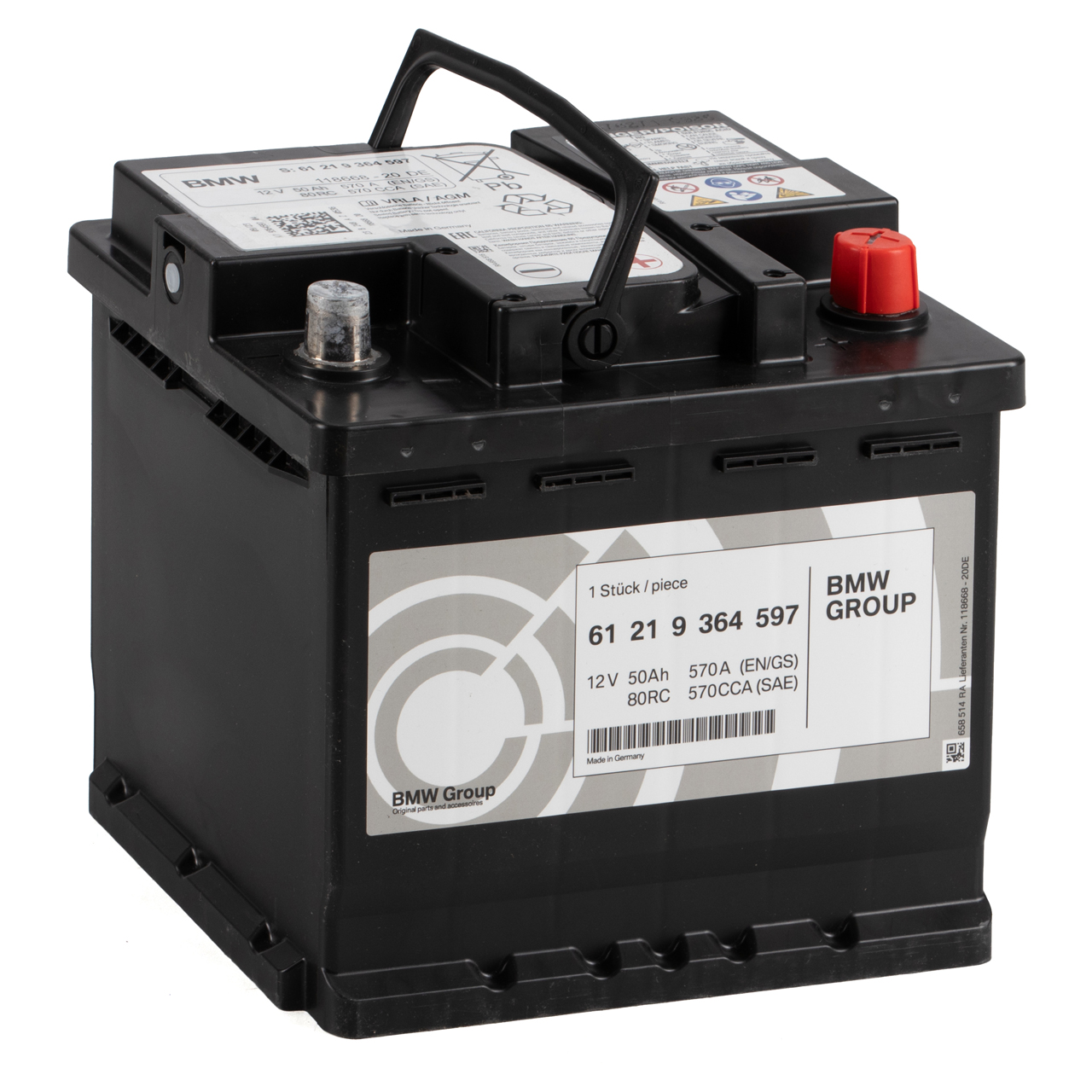 ORIGINAL BMW Autobatterie Batterie Starterbatterie 12V 50Ah 570A 61219364597