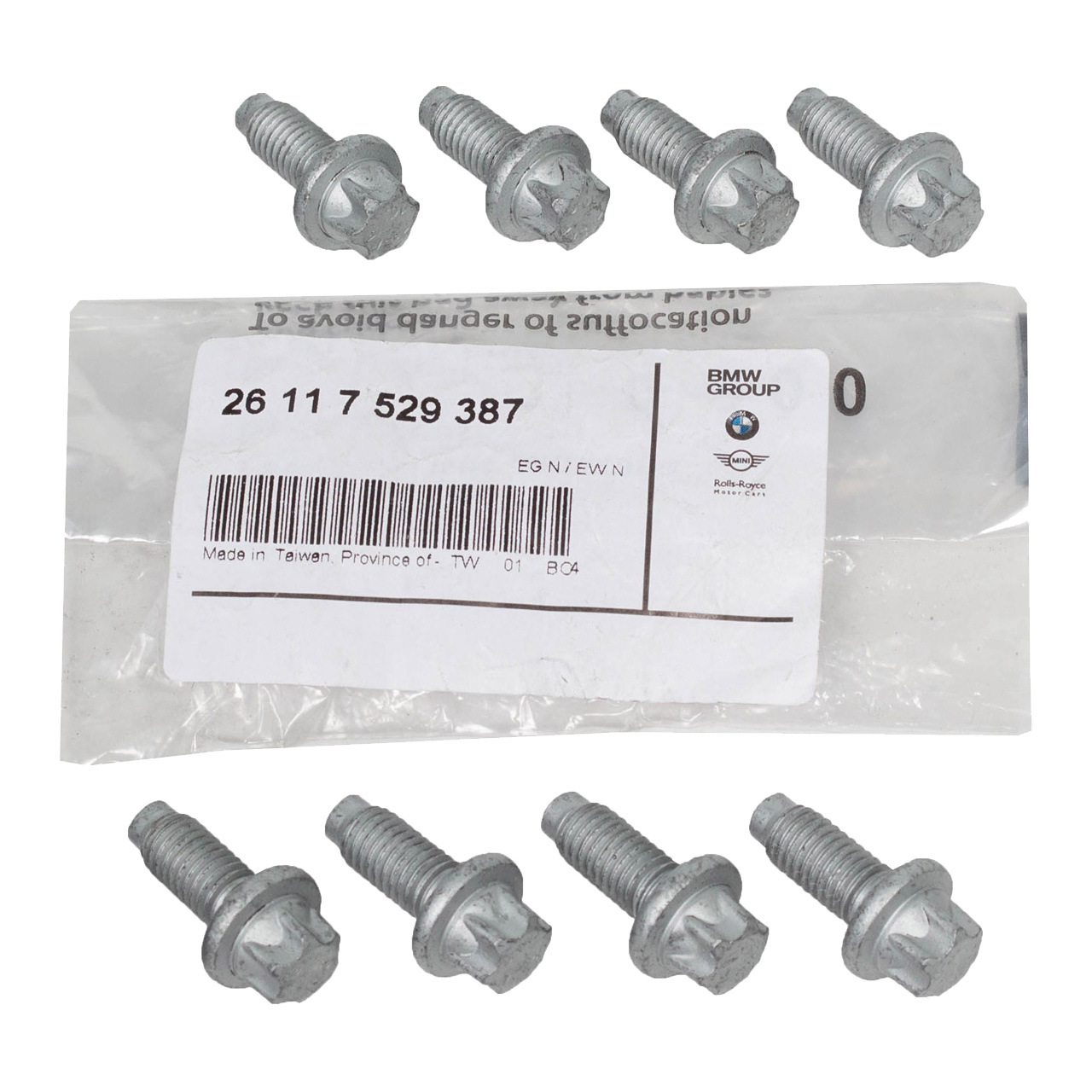 8x ORIGINAL BMW Schraube Aussen-Torx mit Rippverzahnung M8x19mm ZNS 26117529387