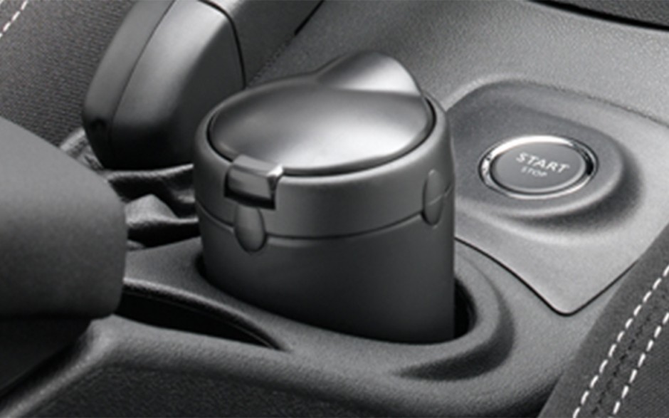 Auto Aschenbecher mit Deckel Ø 75 mm - Höhe 60 mm - Klettverschluss -  Farbe: schwarz / grau, Ordnung, Auto