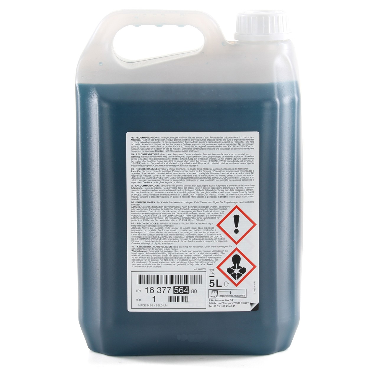 5 Liter ORIGINAL PSA Kühlerfrostschutz PRO Glysantin G33 BLAU / GRÜN 1637756480