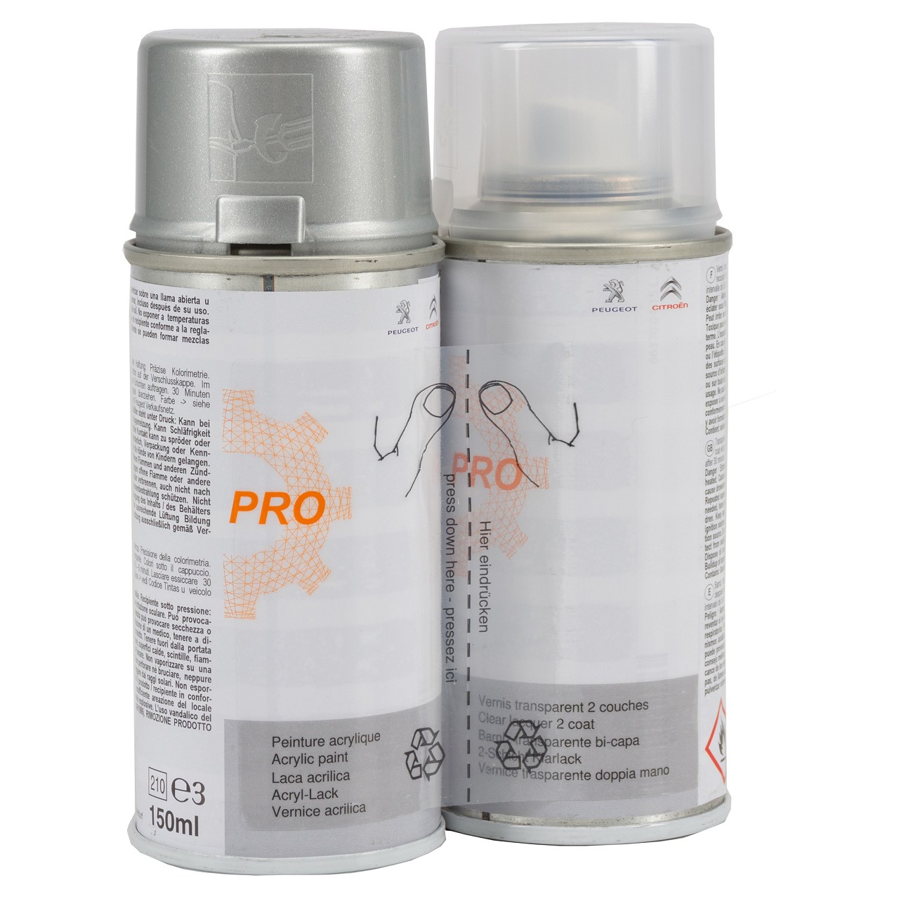 ORIGINAL PSA Lacksprühdose ALUMINIUM GRAU EZR + Klarlack 150ml 1650286680