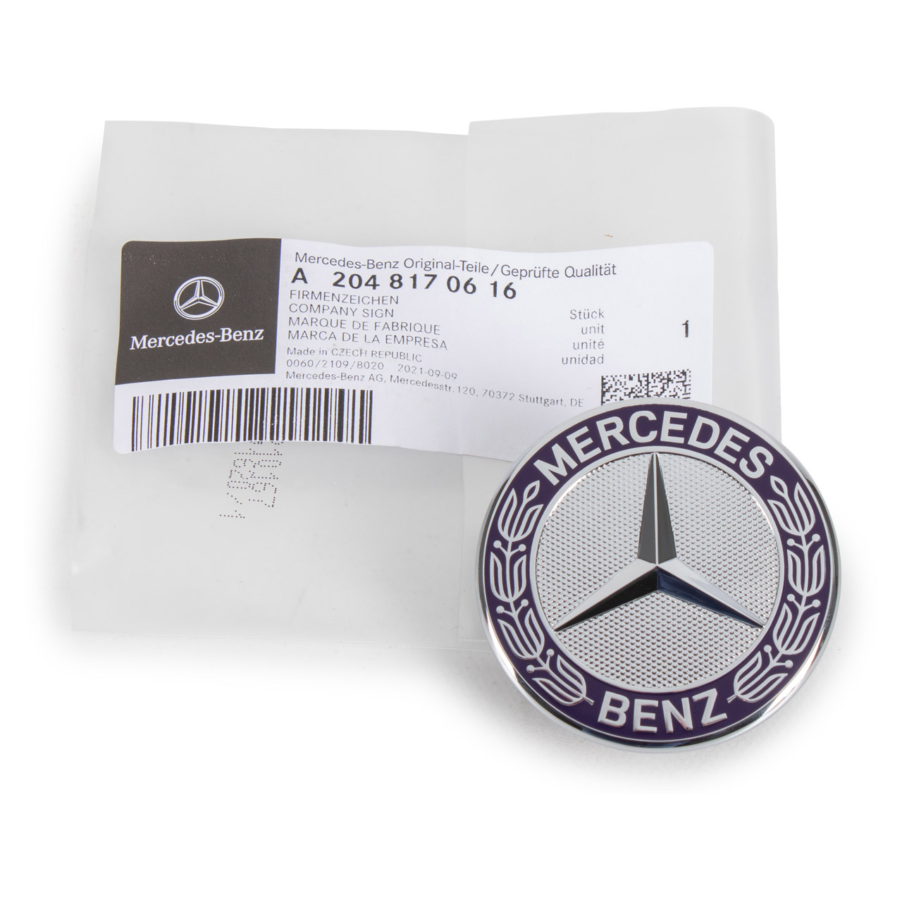 ORIGINAL Mercedes Emblem Logo Motorhaube blau C-Klasse W204 Ø 57mm