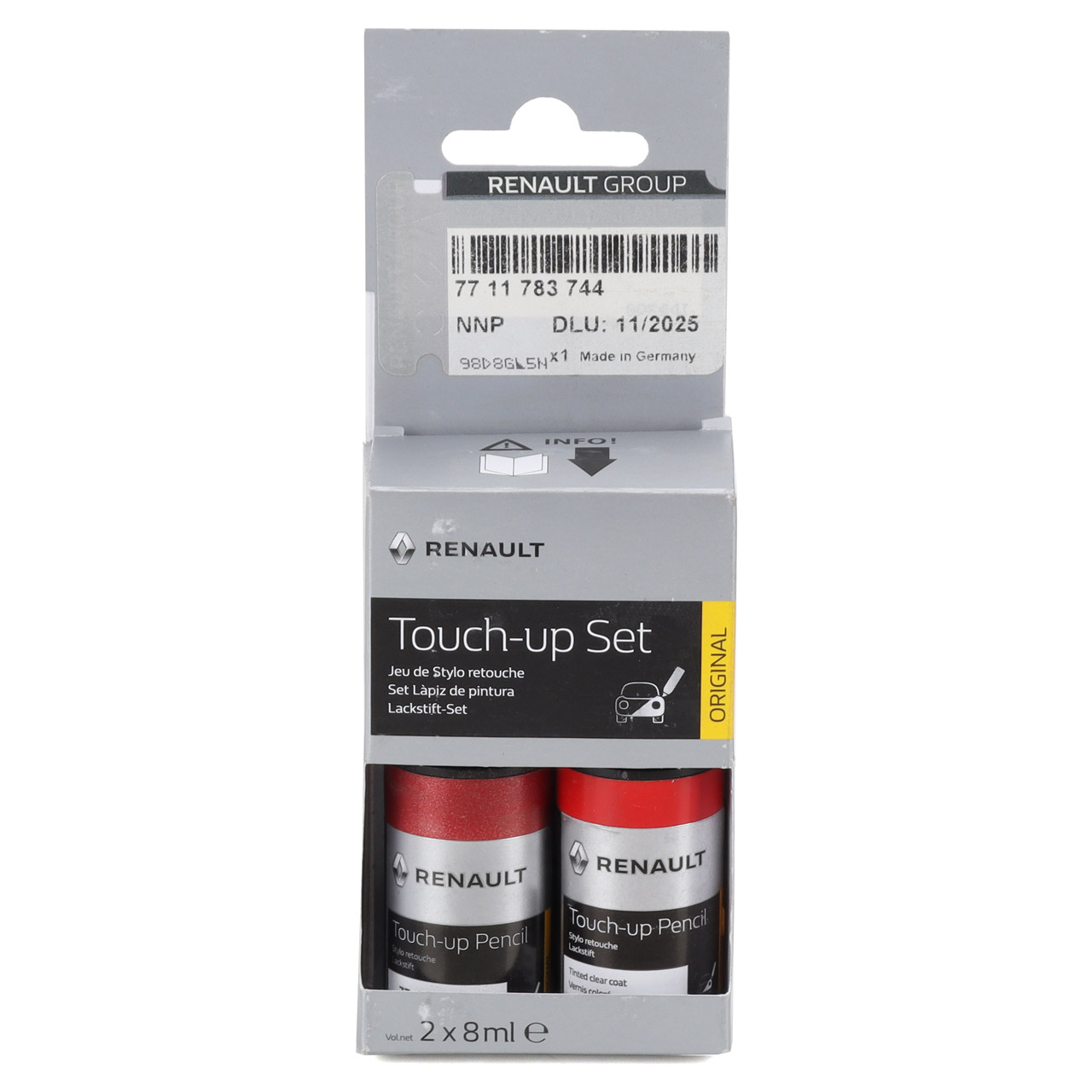 ORIGINAL Renault Lackstift Set ROUGE FLAMME NNP ROT + Klarlack 8ml 7711783744