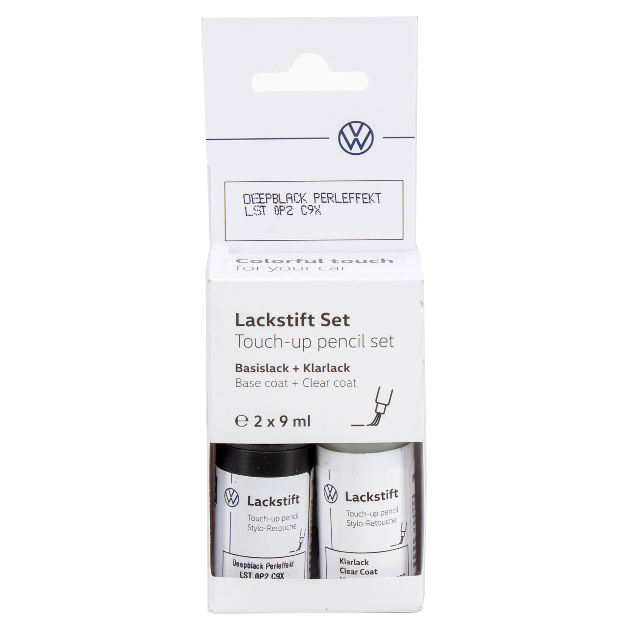 ORIGINAL VW Audi Lackstift Set Deepblack Perleffekt C9X + Klarlack 9ml LST0P2C9X