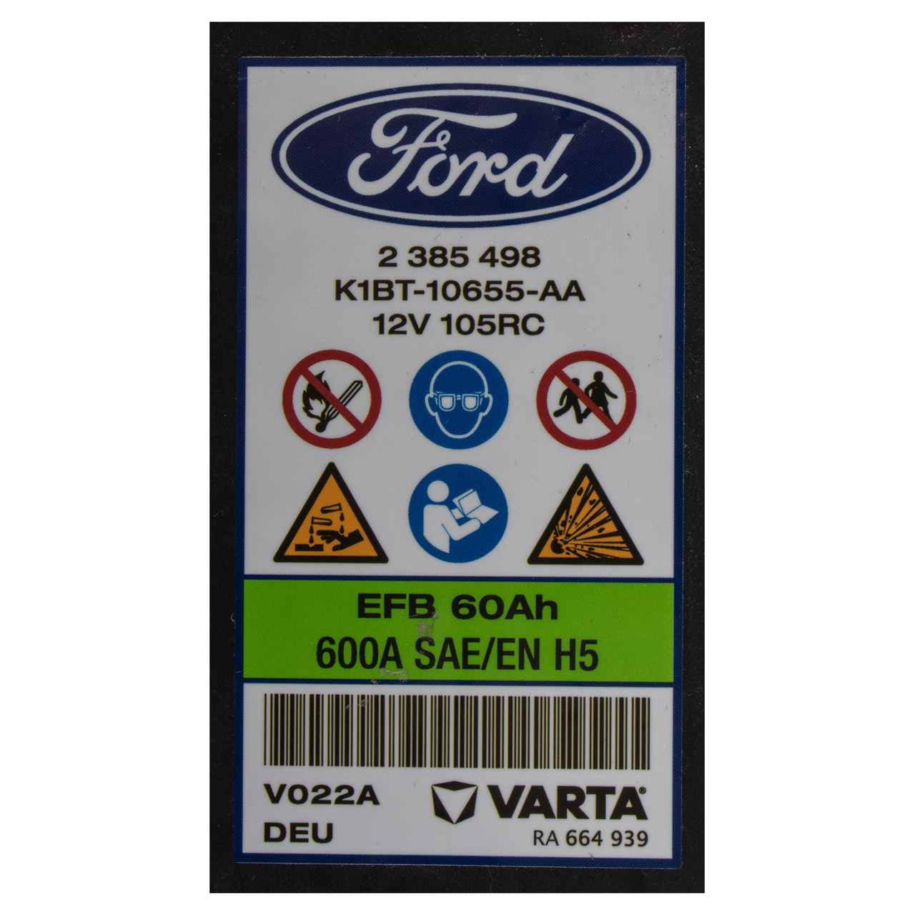 ORIGINAL Ford EFB Autobatterie Batterie Starterbatterie 12V 60Ah 600A 2385498