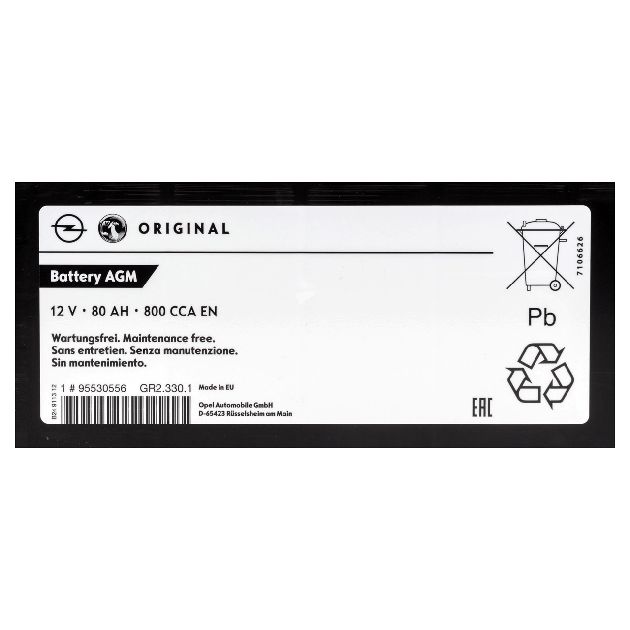 ORIGINAL GM Opel Autobatterie Starterbatterie 12V 80Ah 800 CCA EN 95530556