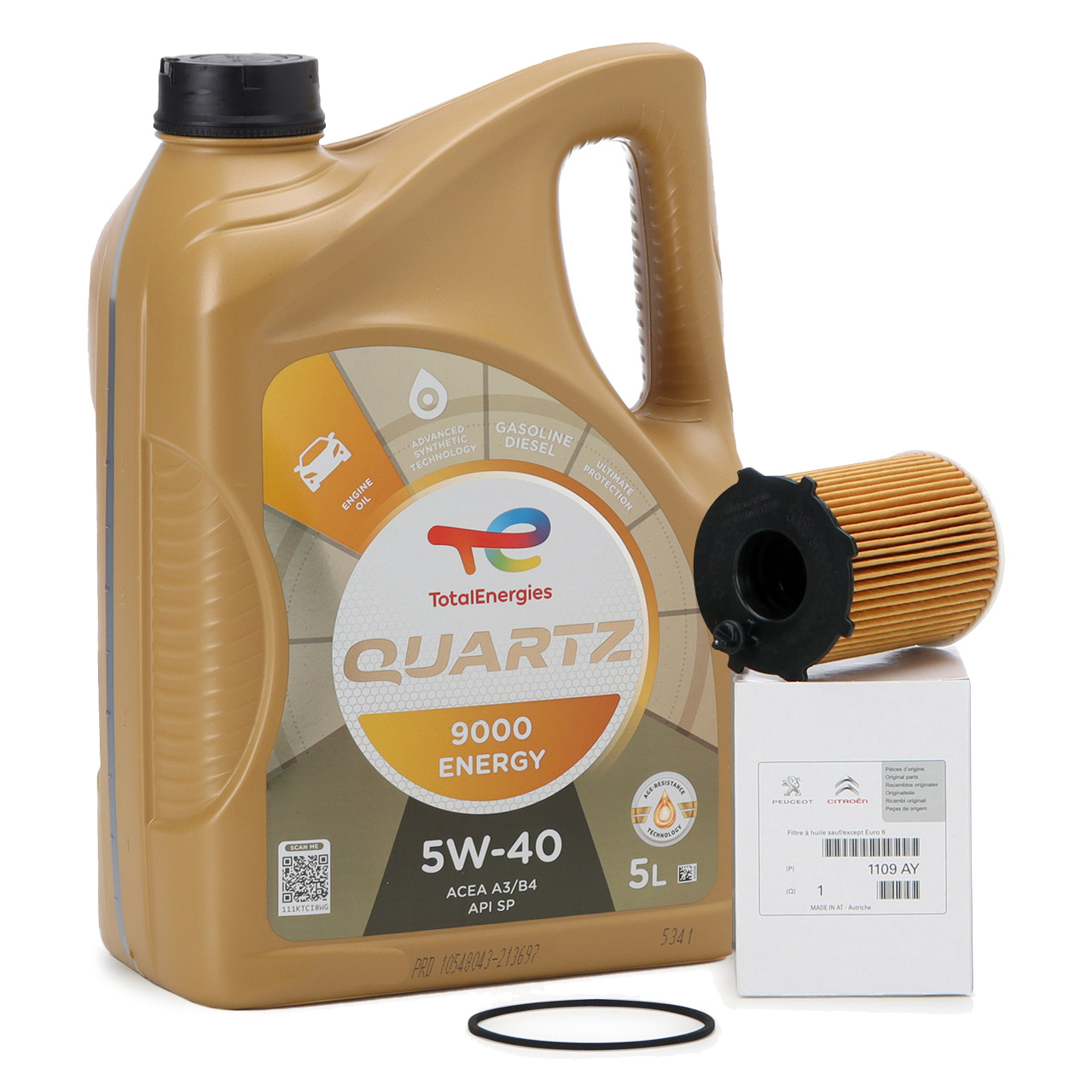 5L 5 Liter TOTAL QUARTZ 9000 ENERGY 5W-40 + ORIGINAL PSA Ölfilter 1109.AY