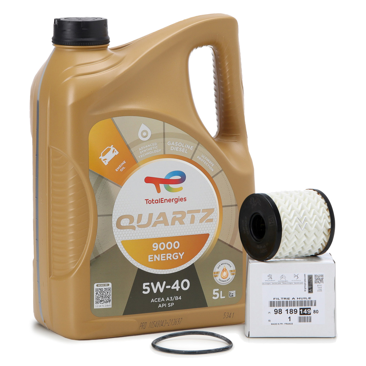 5L 5 Liter TOTAL QUARTZ 9000 ENERGY 5W-40 + ORIGINAL PSA Ölfilter 9818914980