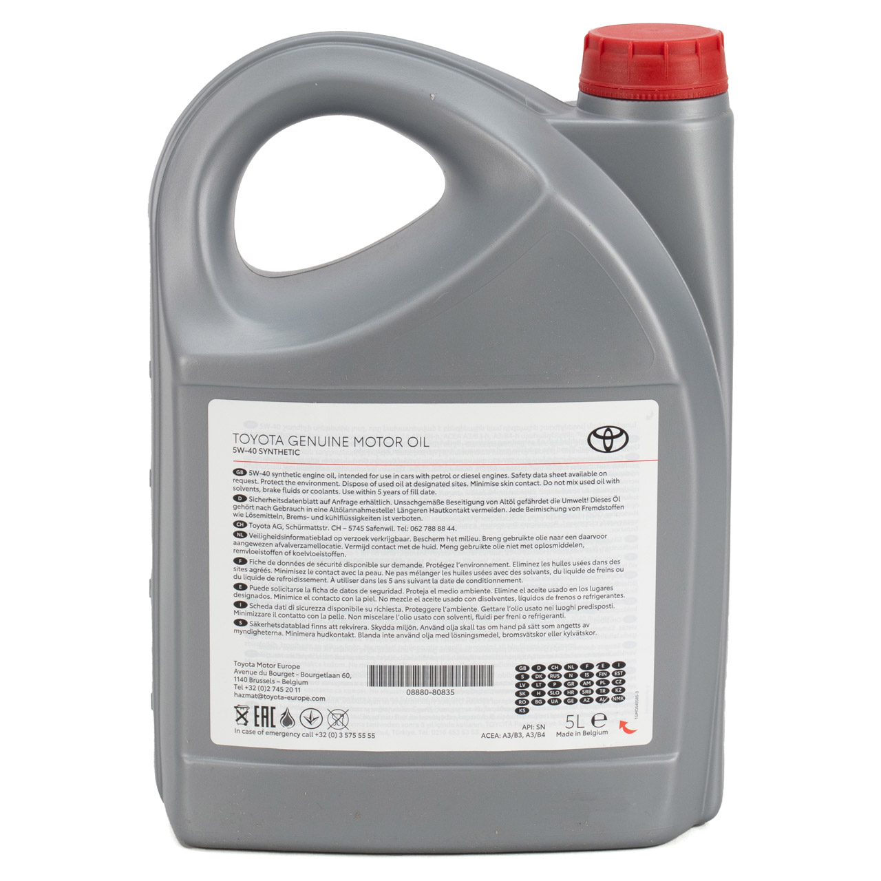 5L 5 Liter ORIGINAL Toyota Motoröl Öl SYNTHETIC 5W-40 API SM / CF 08880-80835