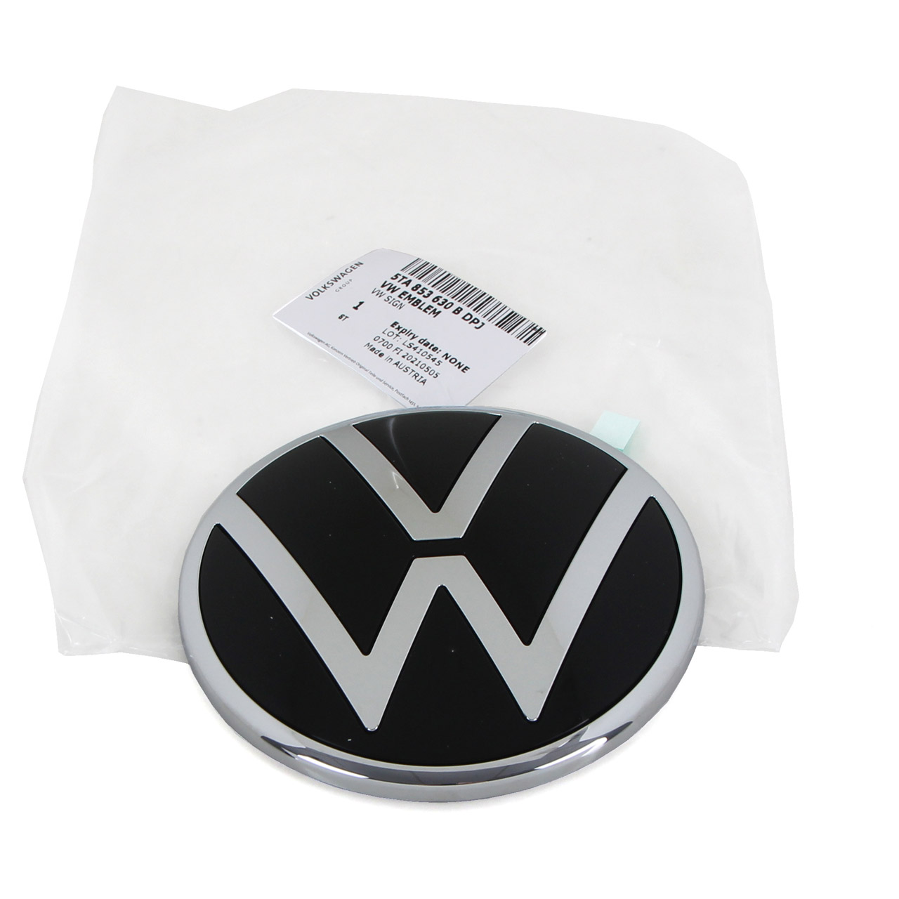 ORIGINAL VW Emblem Logo Plakette Heckklappe Chrom Schwarz Touran 5T 5TA853630B DPJ