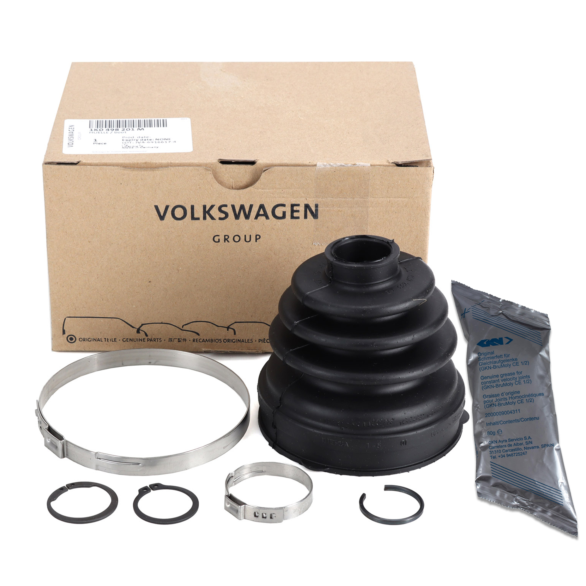 ORIGINAL VW Achsmanschetten + Schmierfett Satz Golf 4 5 6 Passat B6 Touran 1K0498201M