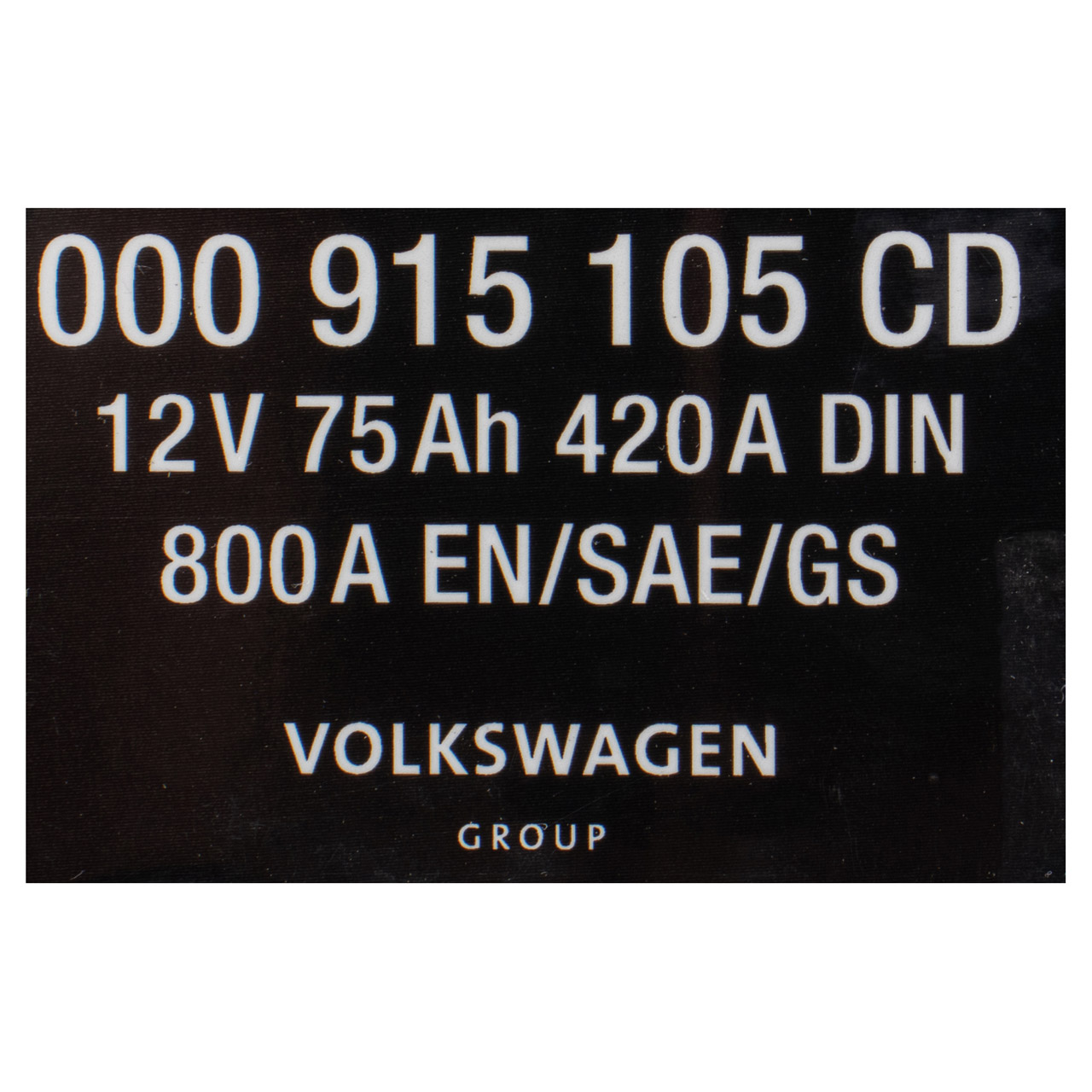 ORIGINAL VW Autobatterie Batterie Starterbatterie 12V 75Ah 420/800A 000915105CD