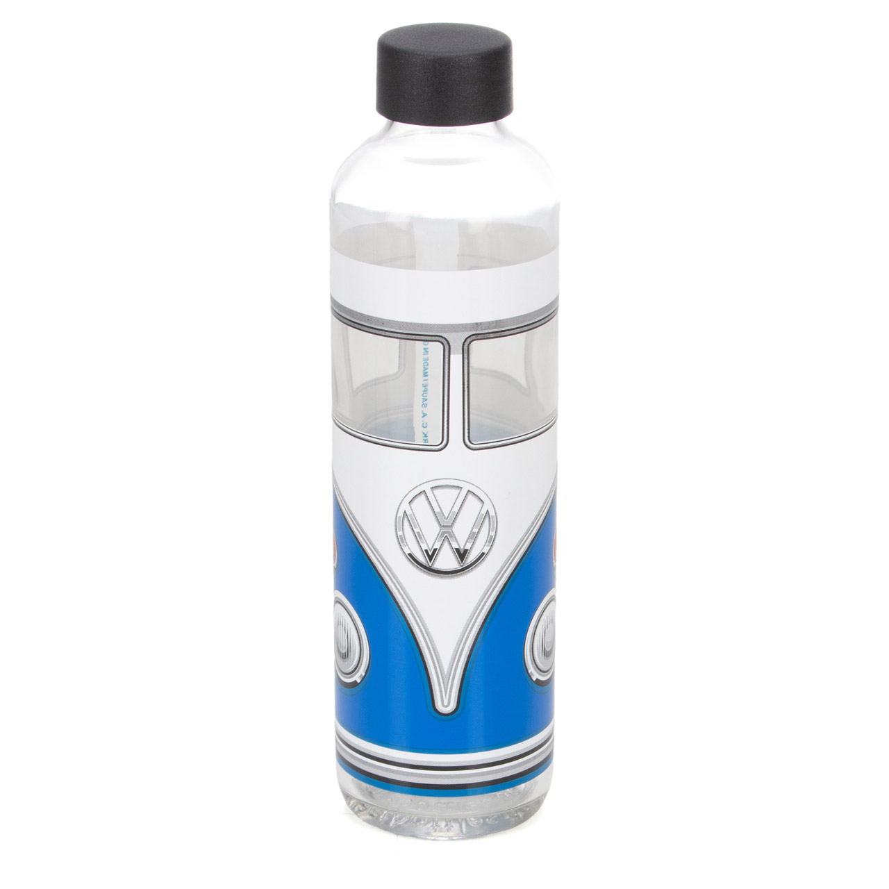 ORIGINAL VW Glas-Trinkflasche mit T1-Bulli Motiv Blau Weiß 700ml 1H2087703E