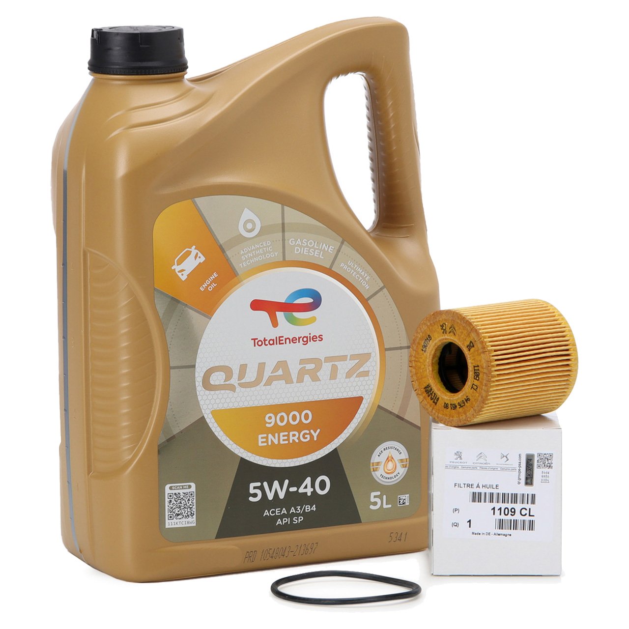 5L 5 Liter TOTAL QUARTZ 9000 ENERGY 5W-40 + ORIGINAL PSA Ölfilter 1109.CL