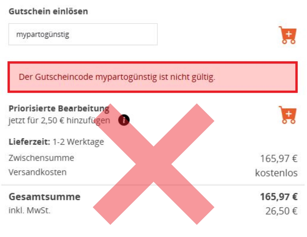 Gutscheincode ungültig